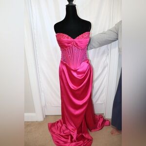 Pink Corset Strapless Evening/Prom Dress